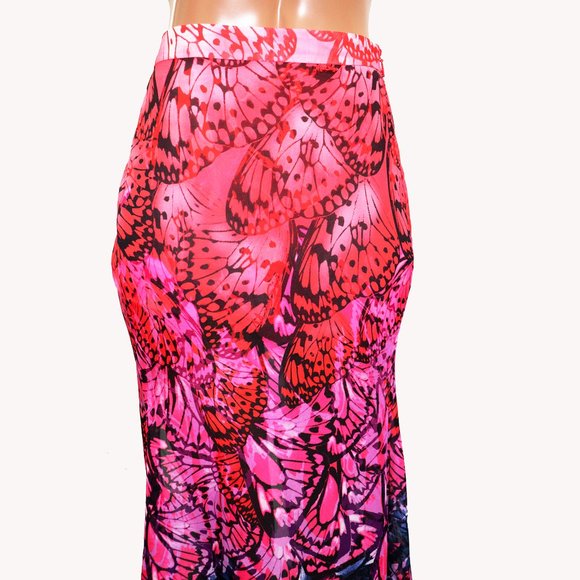MISS SIXTY bold & Vibrant PRINTED maxi skirt THIGH High SLIT Small - Picture 6 of 8